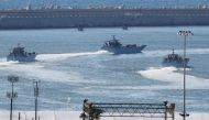 Israeli navy ships manoeuvre at the military port of Ashdod southern Israel on July 29, 2018. (AFP / Jack Guez) 
