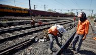 This March 24, 2017 picture of a worker fixing a railway track in Ahmedabad, India, used here for representaion. Reuters/Amit Dave

