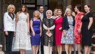 FILE PHOTO:French First lady Brigitte Macron, US First Lady Melania Trump, Malgorzata Tusk, Husband of Luxembourg's pime minister Gauthier Destenay, First Lady of Turkey Emine Gulbaran Erdogan, Partner of Estonia's Prime Minister Karin Ratas, Partner of S