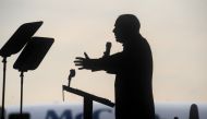In this file photo taken on November 03, 2008 Republican presidential candidate Arizona Senator John McCain speaks at a campaign rally at the airport in Moon Township, Pennsylvania.  AFP / Robyn Beck 