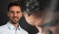 San Antonio Spurs' Spanish basketball player Pau Gasol smiles during a presentation of his new book 