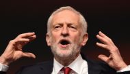 Britain's opposition Labour Party leader Jeremy Corbyn addresses delegates on the final day of the Labour party conference in Liverpool, north-west England on September 26, 2018. / AFP / Oli SCARFF

