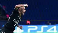 PSG forward Neymar reacts after scoring a goal during their UEFA Champions League match against Red Star Belgrade at the Parc des Princes Stadium in Paris, yesterday.