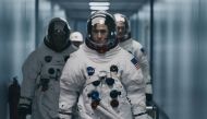 Still of the actor Ryan Gosling (C) from the movie First Man.