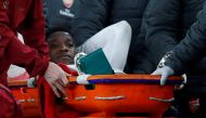 FILE PHOTO: Arsenal's Danny Welbeck leaves the pitch on a stretcher after sustaining an injury REUTERS/Eddie Keogh/File Photo