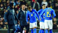 Neymar leaves the pitch after sustaining an injury. Reuters/Andrew Boyers