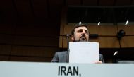 Iran's representative to the International Atomic Energy Agency (IAEA), Kazem Gharib Abadi takes part in a meeting of IAEA Board of Governors on November 22, 2018 at the agency's headquarters in Vienna, Austria. / AFP / JOE KLAMAR