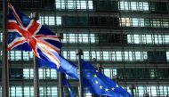 British flag waves at EU headquarters during British Prime Minister Theresa May meeting with President of the European Commission Jean-Claude Juncker in Brussels, Belgium on November 21, 2018. (Dursun Aydemir - Anadolu Agency)