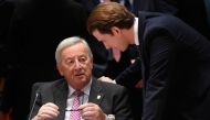 President of the European Commission Jean-Claude Juncker (L) chats with Austria's Chancellor Sebastian Kurtz before a special meeting of the European Council to endorse the draft Brexit withdrawal agreement and to approve the draft political declaration o