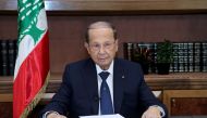 Lebanese President Michel Aoun makes a speech during a press briefing within the Lebanon's 75th anniversary of independence in Beirut, Lebanon on November 22, 2018. Lebanese Presidency/ Handout - Anadolu