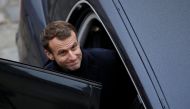 French President Emmanuel Macron leaves after attending a 