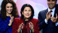 Salome Zurabishvili addresses the media in Tbilisi on November 28, 2018.  AFP / Vano Shlamov