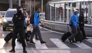 Boca Juniors' Carlos Tevez after arriving in Madrid REUTERS/Sergio Perez