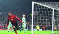 Manchester United's English midfielder Jesse Lingard celebrates scoring their second goal to equalise 2-2 during the English Premier League football match between Manchester United and Arsenal at Old Trafford in Manchester, north west England, on December