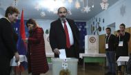 Nikol Pashinyan casts his ballot in early parliamentary election at a polling station in Yerevan, Armenia on December 09, 2018. (Hayk Baghdasaryan/Anadolu Agency)