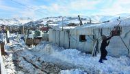 A view of snow-covered refugee camp in Arsal, Lebanon on January 10, 2019. (Jihad Muhammad Behlok/Anadolu Agency)
