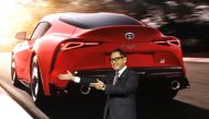President of Toyota Motor Corporation,reveals The 2020 Toyota Supra rear-wheel-drive sports coupe at the 2019 North American International Auto Show during Media .Bill Pugliano/Getty Images/AFP .