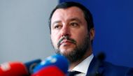 Italian Interior Minister Matteo Salvini attends a a news conference with French far right leader Marine Le Pen in Rome, October 8, 2018. Reuters/Max Rossi
