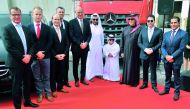 Ihab El Feky, QAC’s General Manager; Sheikh Nawaf Nasser bin Khaled Al Thani, Chairman of NBK Holding, and Mark De Haes, President and CEO of MBC, with other officials during Mercedes-Benz Service Center groundbreaking ceremony held at Mercedes-Benz Servi