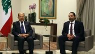 Lebanon's President Michel Aoun and Prime Minister-designate Saad al-Hariri meet ahead of a new government announcement at the presidential palace in Baabda, Lebanon January 31, 2019. REUTERS/Mohamed Azakir