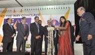 Neerja Birla (second right), Founder and Chairperson, Aditya Birla Education Trust; lighting a traditional lamp at the opening of a Educational Conclave organised by the Birla Public School, Doha (BPS), at the school premises on Thursday. P Kumaran (third