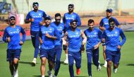Indian cricket team's captain Virat Kohli (C) with teammates attend a training session at the Dr. Y.S. Rajasekhara Reddy ACA–VDCA Cricket Stadium in Visakhapatnam on February 23, 2019. (AFP / Dibyangshu SARKAR)