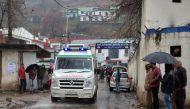 An injured man is transported in an ambulance in the Indian Kashmir frontier town of Mendhar on March 2, 2019, after being wounded in his home when it was struck by a mortar shell that his family said was fired by Pakistan troops along the Line of Control