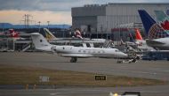 An Algerian government Gulfstream plane, registration 7T-VPM, is pictured at Cointrin airport in Geneva, where Algerian President Abdelaziz Bouteflika is in hospital, Switzerland, March 10, 2019. REUTERS/Denis Balibouse
