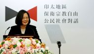 Taiwan President Tsai Ing-wen speaks during 