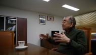 In a photo taken on March 14, 2019 Moon Chung-in, special adviser on national security to South Korea's president Moon Jae-in, speaks with AFP at his office in Seoul. AFP / Ed JONES 