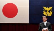 Japanese Prime Minister Shinzo Abe delivers his speech while attending the graduation ceremony of the Defense Academy in Yokosuka, Kanagawa prefecture on March 17, 2019. AFP / Toshifumi Kitamura