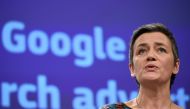 EU Commissioner of Competition Margrethe Vestager gives a joint press on Antitrust: Google online search advertising at the EU headquarters in Brussels on March 20, 2019. AFP / John Thys