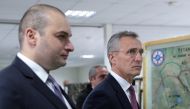 Georgian Prime Minister Mamuka Bakhtadze and NATO Secretary General Jens Stoltenberg meet during a joint Georgia-NATO military exercise in Krtsanisi National Training Centre outside Tbilisi, Georgia, March 25, 2019. REUTERS/Irakli Gedenidze