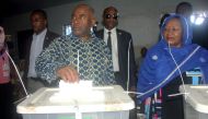 Comoros incumbent President Azali Assoumani casts his ballot for the presidential election at a polling station in Mitsoudje, in Comoros March 24, 2019. REUTERS/Ali Amir Ahmed