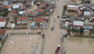 An aerial view of flood-hit areas in Golestan Province in northern Iran on March 21, 2019.