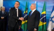 Israel's Prime Minister Benjamin Netanyahu and Brazilian President Jair Bolsonaro meet at Netanyahu's office in Jerusalem, March 31, 2019. Heidi Levine/pool via Reuters