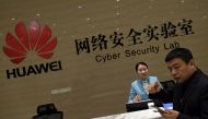 A reception area of the Huawei's Cyber Security Lab is seen at its factory campus in Dongguan, Guangdong province, China March 25, 2019. Picture taken March 25, 2019. REUTERS/Tyrone Siu