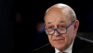 French Foreign Minister Jean-Yves Le Drian attends a working session during the Foreign ministers of G7 nations meeting in Dinard, on April 6, 2019. / AFP / POOL / STEPHANE MAHE