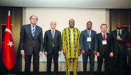 Nail Olpak (2nd L), the chairman of the Foreign Economic Relations Board of Turkey (DEIK), President of Burkina Faso Roch Marc Christian Kabore (C), Minister of Commerce, Industry and Handicrafts of Burkina Faso Harouna Kabore (3rd R) and Minister of Ind
