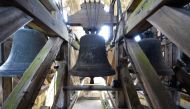 Anne, Elisabeth and Fulbert, the bells number 3, 4 and 5 of the Notre-Dame de Chartres cathedral in Chartres, western France, rebuilt after a fire in 1836, on April 17, 2019. AFP / Jean-Francois Monier