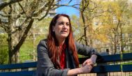 Venezuelan-American comedian, writer, and actress Joanna Hausmann speaks during an interview in Central Park on April 17, 2019 in New York. AFP / Don Emmert