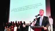 David Monk, Head of the School, giving a speech during the anniversary celebrations. Pic: Abdul Basit / The Peninsula