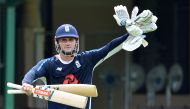 (FILES) In this file photo taken on October 4, 2018, England cricketer Alex Hales gestures during a practice session at the P. Sara Oval Cricket Stadium in Colombo on October 4, 2018. AFP / LAKRUWAN WANNIARACHCHI