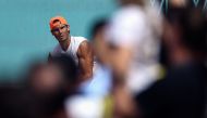 Spain's Rafael Nadal attends a training session during the ATP Madrid Open at the Caja Magica in Madrid on May 7, 2019. / AFP / OSCAR DEL POZO
