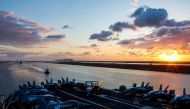 The Nimitz-class aircraft carrier USS Abraham Lincoln transits the Suez Canal in Egypt, May 9, 2019. Picture was taken May 9, 2019. Dan Snow/U.S. Navy