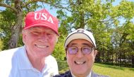 Japan's Prime Minister Shinzo Abe poses for a selfie with U.S. President Donald Trump at Mobara Country Club in Mobara, Chiba prefecture, Japan, May 26, 2019, in this picture obtained from social media. Courtesy of Instagram @kantei, Prime Minister's Offi