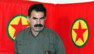 This file photo taken on September 28, 1993 shows Kurdish rebel chief Abdullah Ocalan giving a press conference in Masnaa on the Lebanon-Syria border.  / AFP / Joseph BARRAK 