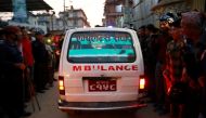 An ambulance carrying a victim's body leaves an explosion site in Kathmandu, Nepal May 26, 2019. REUTERS/Navesh Chitrakar