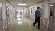 This picture taken during a media tour shows a corridor which leads to individual cells at the Tokyo Detention House on June 10, 2019. 