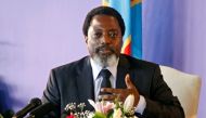 Joseph Kabila addresses a news conference at the State House in Kinshasa,  January 26, 2018. Reuters/Kenny Katombe 
 
